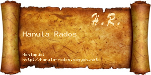 Hanula Rados névjegykártya